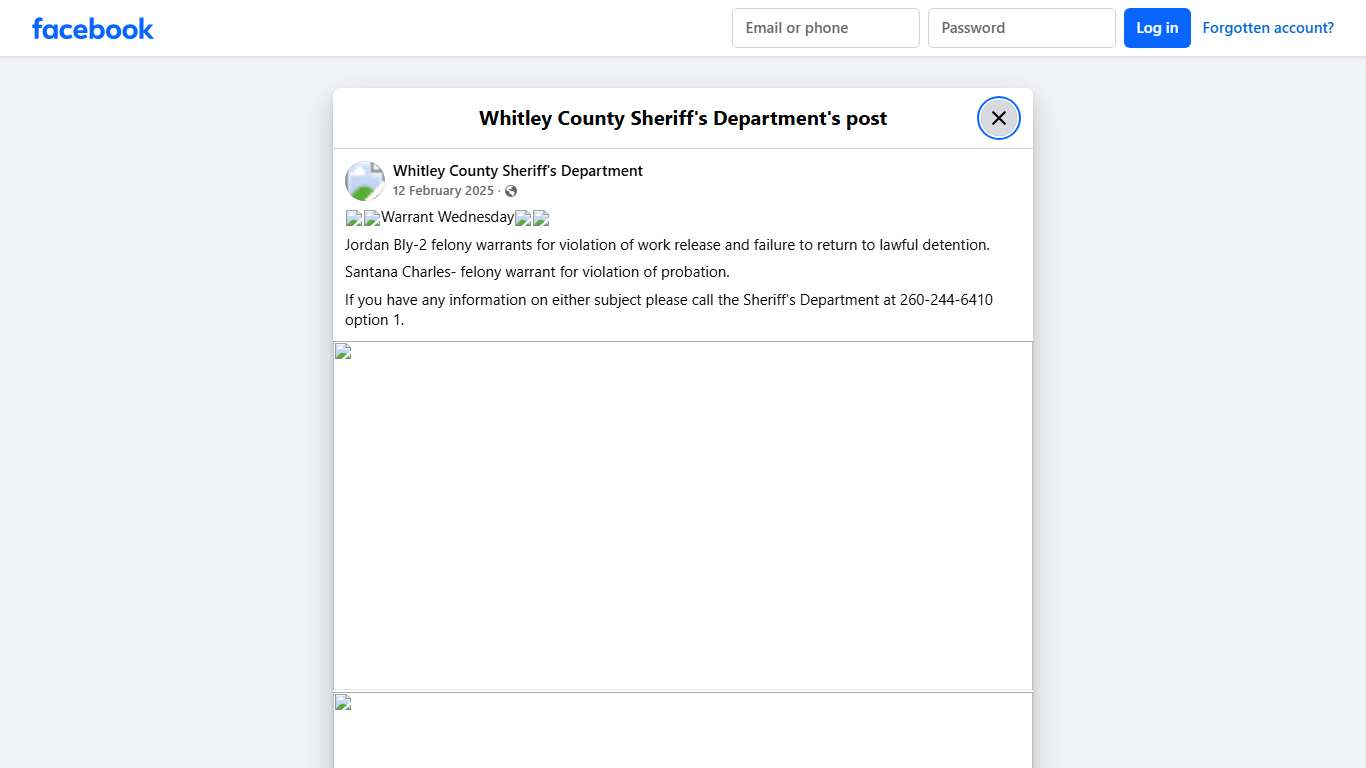 🚨🚨Warrant... - Whitley County Sheriff's Department | Facebook